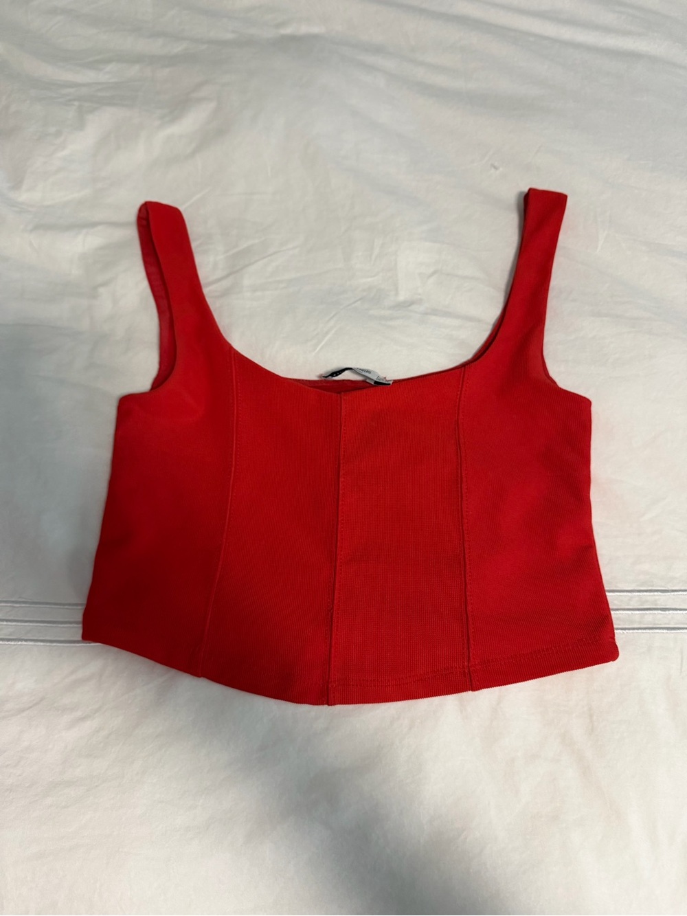 stradivarius Red Scoop-Neck Crop Top